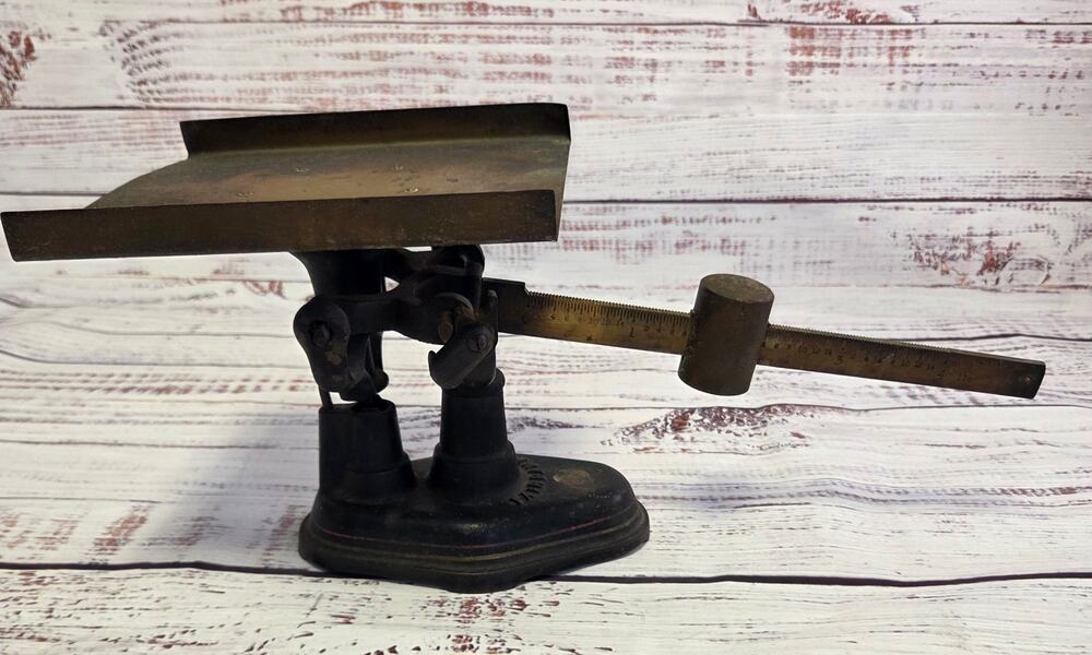 Vintage Fairbanks Cast Iron Balance Scale Black Metal Countertop